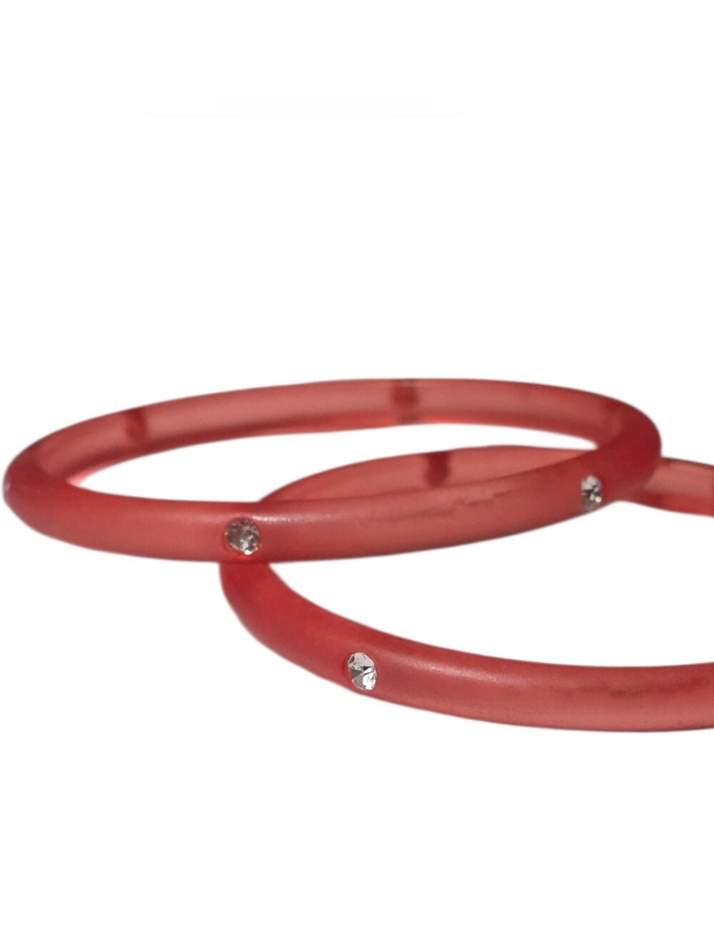 Red Resin Crystal Accent Bangle Bracelet Set - Women Jewelry